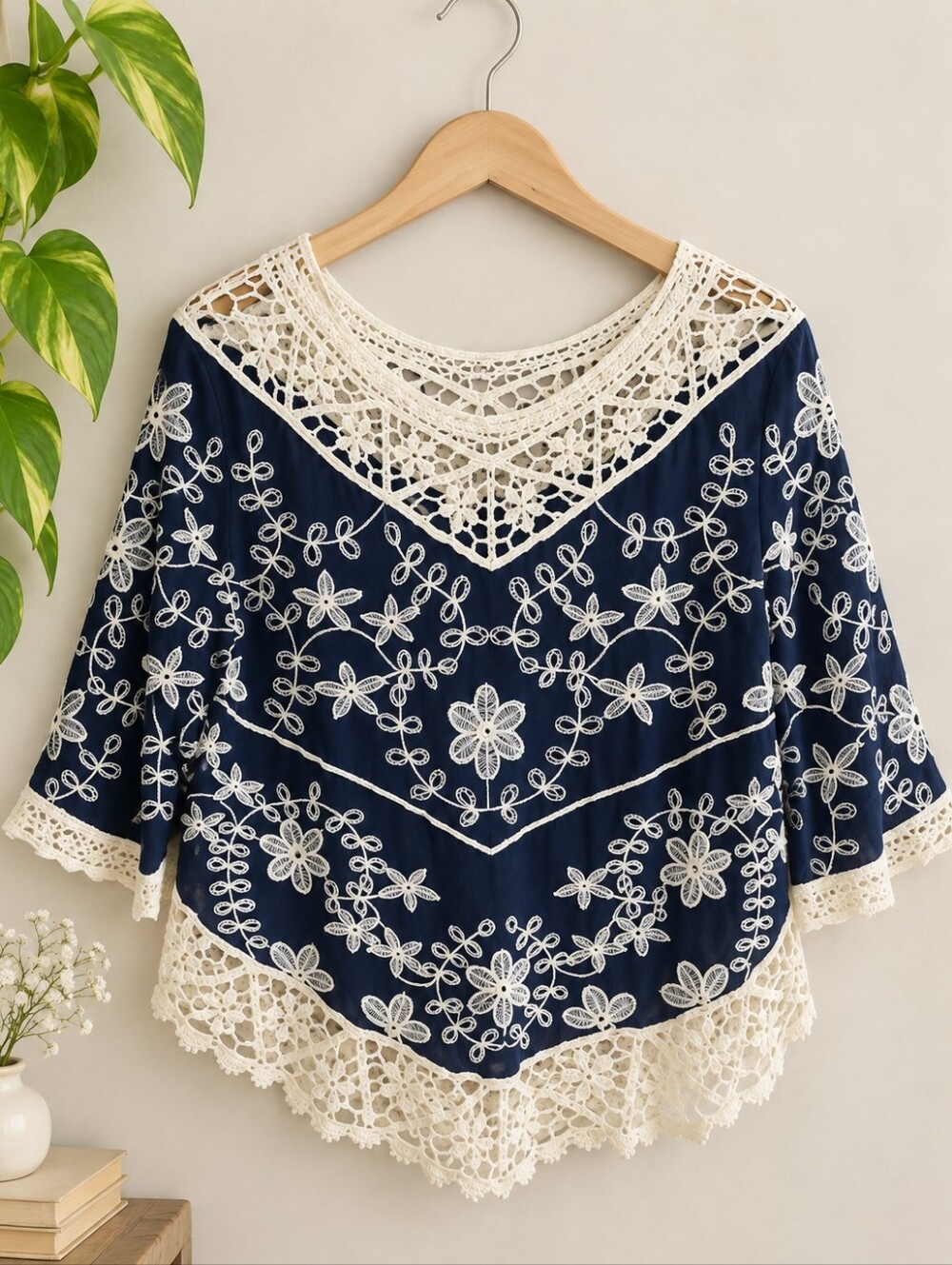Solitaire Floral Embroidered Boho Blouse
